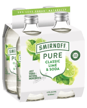 Smirnoff Pure Classic Lime & Soda Bottles 300ml  4 Pack