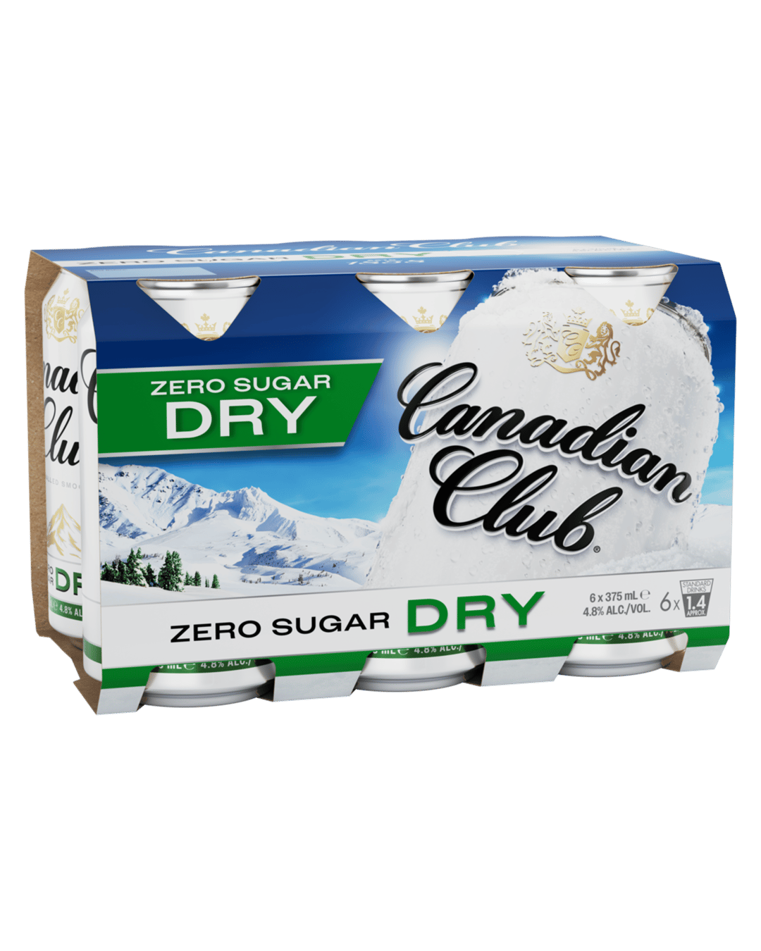 Canadian Club Whisky & Zero Sugar Dry 4.8% Cans 6x375mL