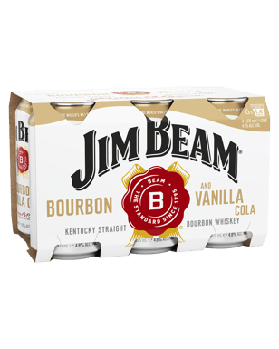 Jim Beam Vanilla & Cola 4.8% Cans 375ml  6 Pack