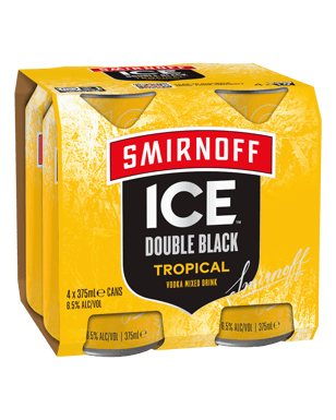 Smirnoff Double Black Tropical Cans 6.5% Cans 375ml  4 Pack