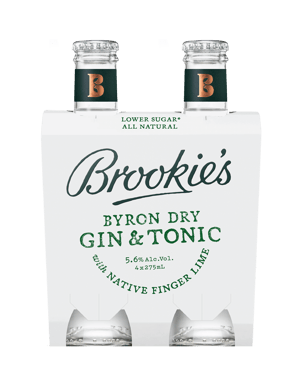 Brookie's Dry Gin & Tonic With Native Finger Lime Bottles 27  4 Pack