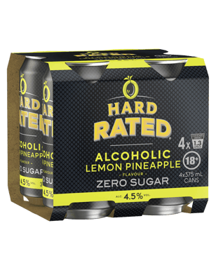 Hard Rated Zero Sugar Lemon Pineapple Cans 375ml  4 Pack