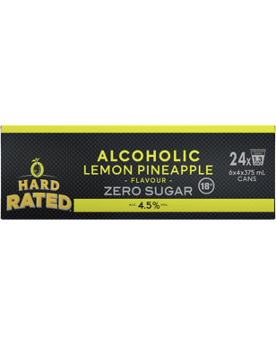 Hard Rated Zero Sugar Lemon Pineapple Cans 375ml  24 Case