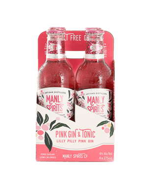 Manly Spirits Pink Gin & Tonic Bottles 275ml  4 Pack