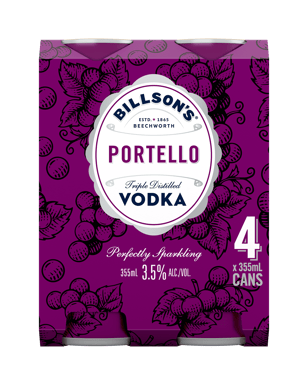 Billson's Vodka & Portello Cans 355ml  4 Pack