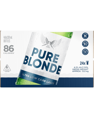 Pure Blonde Ultra Low Carb Bottles 330ml  24 Case
