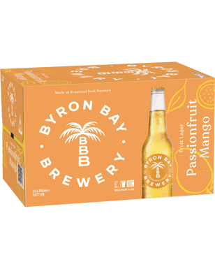 Byron Bay Brewery Fruit Lager Passionfruit Mango Bottles 355ml  24 Case