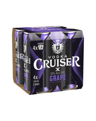 Vodka Cruiser Grape 10% Cans 200ml  4 Pack