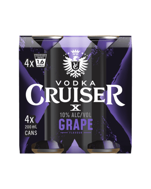 Vodka Cruiser Grape 10% Cans 200ml  4 Pack