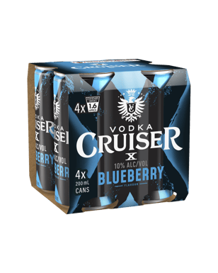 Vodka Cruiser Blueberry 10% Cans 200ml  4 Pack