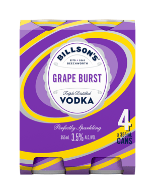 Billson's Vodka & Grape Burst Cans 355ml  4 Pack