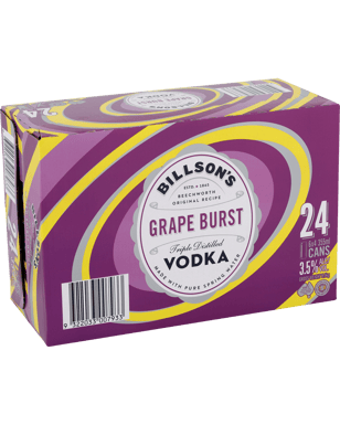 Billson's Vodka & Grape Burst Cans 355ml  24 Case