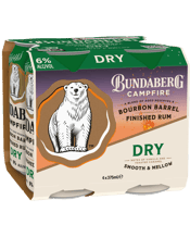 Bundaberg Campfire Bourbon & Dry 6% Can 375ml  4 Pack
