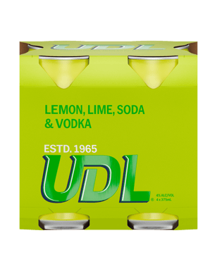 Udl Vodka & Lemon Lime Soda Cans 375ml  4 Pack