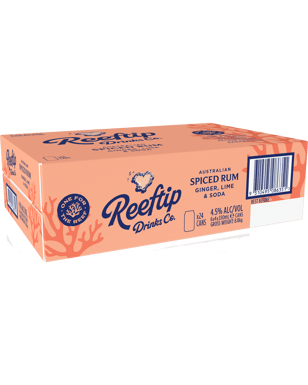 Reeftip Drinks Co Spiced Rum Ginger Lime & Soda Cans 330ml  24 Case