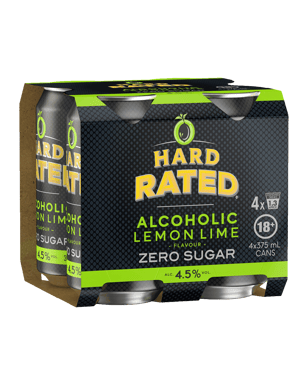 Hard Rated Zero Sugar Lemon Lime Cans 375ml  4 Pack