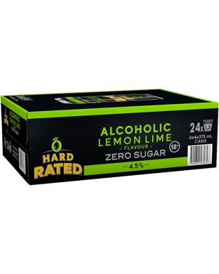 Hard Rated Zero Sugar Lemon Lime Cans 375ml  24 Case