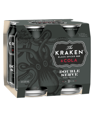 The Kraken Double Serve And Cola 8% Cans 320ml  4 Pack