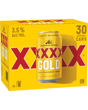 Xxxx Gold Mid Strength Lager Beer Cans 375ml  30 Case