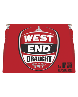 West End Draught Lager Cans 375ml  6 Pack