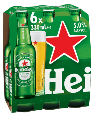 Heineken Lager Bottles 330ml  6 Pack