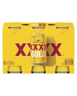 Xxxx Gold Mid Strength Lager Beer Cans 375ml  6 Pack