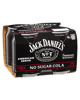 Jack Daniel's American Serve No Sugar Cola 250ml  4 Pack