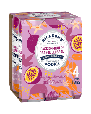 Billson's Vodka & Passionfruit & Orange Blossom Low Sugar Ca  4 Pack