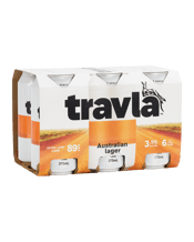 Travla Mid Strength Lager Cans 375ml  6 Pack