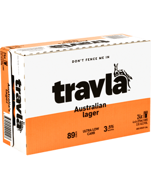Travla Mid Strength Lager Cans 375ml  24 Case