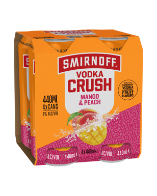 Smirnoff Crush Mango And Peach Cans 440ml  4 Pack
