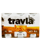 Travla Full Strength Lager Cans 375ml  6 Pack