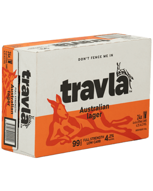Travla Full Strength Lager Cans 375ml  24 Case