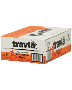 Travla Full Strength Lager Cans 375ml  24 Case