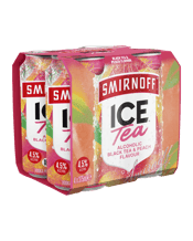 Smirnoff Ice Tea Alcoholic Black Tea & Peach Cans 375ml  4 Pack