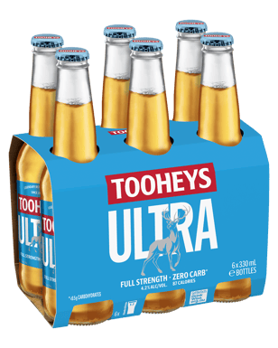 Tooheys Ultra Zero Carb Bottles  330ml  6 Pack