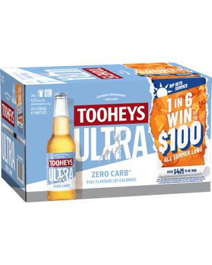 Tooheys Ultra Zero Carb Bottles  330ml  24 Case