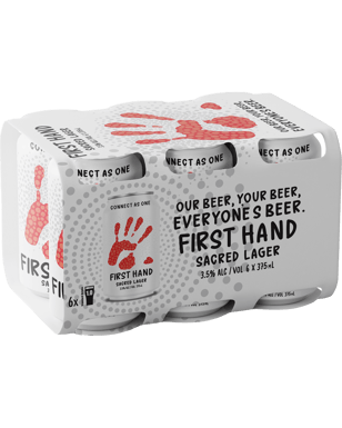 First Hand Beer Sacred Lager Mid Cans 375ml  6 Pack