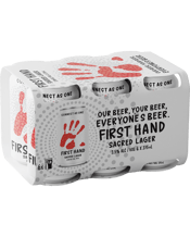 First Hand Beer Sacred Lager Mid Cans 375ml  6 Pack