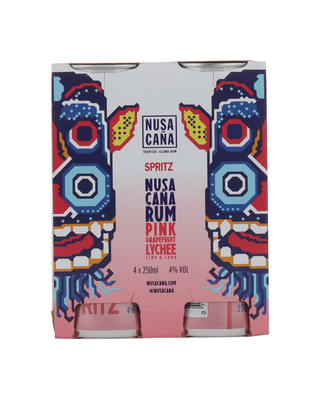 Nusa Cana Rum Pink Grapefruit Lychee Lime & Soda Cans 4x250mL