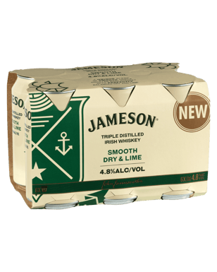 Jameson Irish Whiskey Smooth Dry & Lime 4.8% Cans 375ml  6 Pack