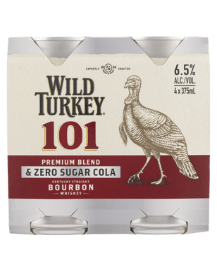 Wild Turkey 101 Bourbon And Zero Sugar Cola 375ml Cans  4 Pack