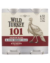 Wild Turkey 101 Bourbon And Zero Sugar Cola 375ml Cans  4 Pack
