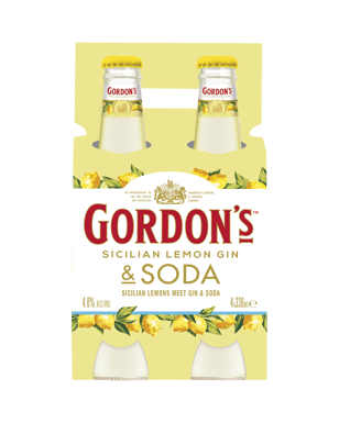 Gordons Sicilian Lemon Gin & Soda Bottles 330ml  4 Pack