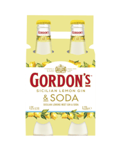 Gordons Sicilian Lemon Gin & Soda Bottles 330ml  4 Pack