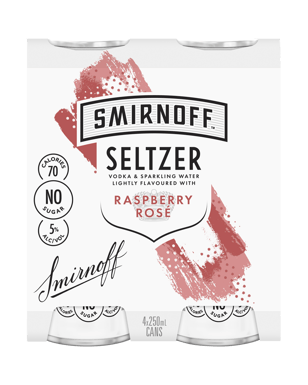 Smirnoff Seltzer Raspberry Rosè 250ml  4 Pack