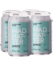 Mad Hatter Pros Elderflower And Lime Spritz  Cans 330ml  4 Pack